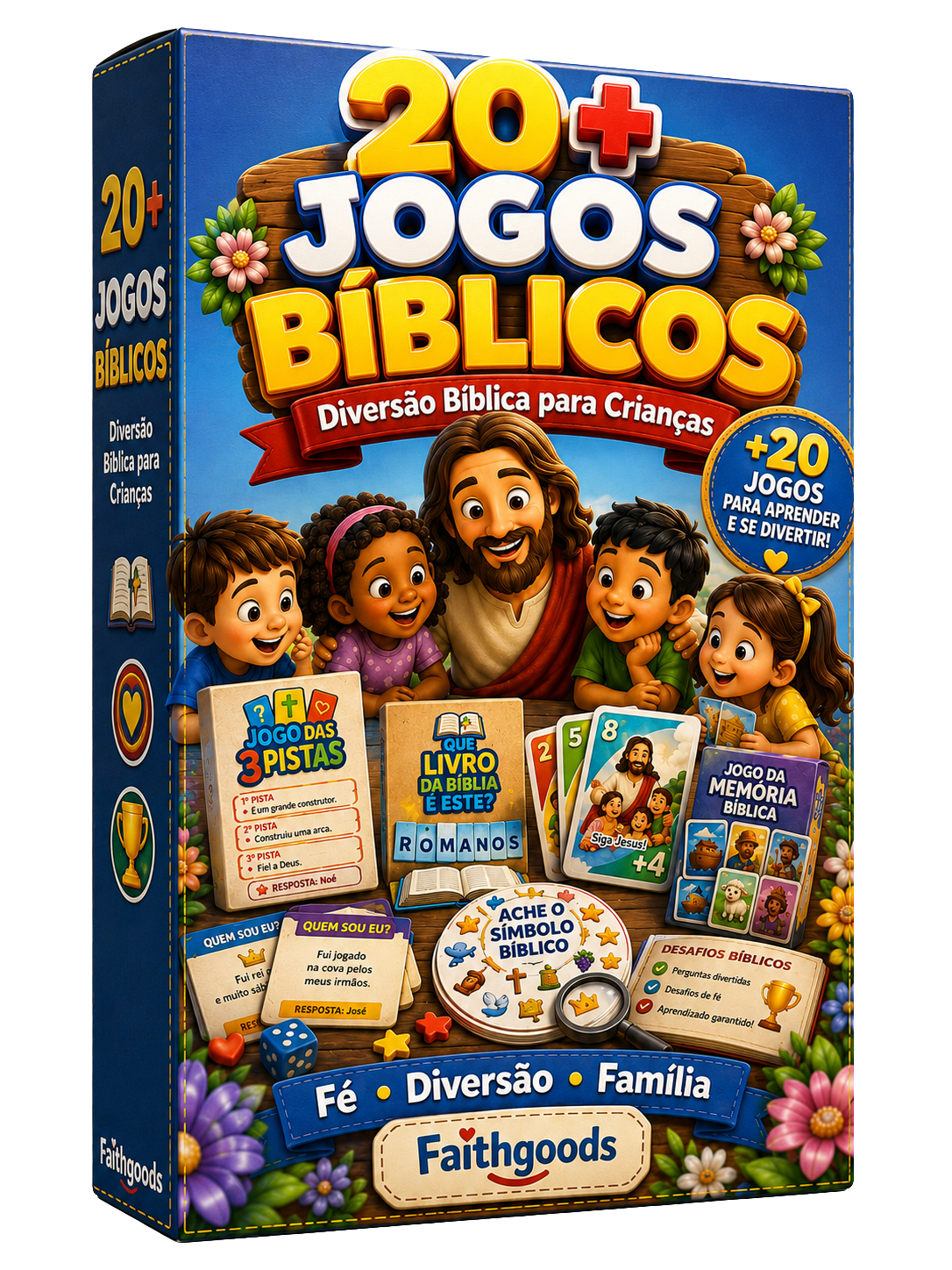 Mockup do kit com mais de 20 jogos biblicos para criancas